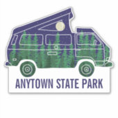 Camper Van met Pop omhoog Vertekende de Tekst van  Sticker (Voorkant)