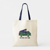 Camper Van met Pop omhoog Vertekende de Tekst van Tote Bag (Achterkant)