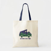 Camper Van met Pop omhoog Vertekende de Tekst van  Tote Bag (Voorkant)