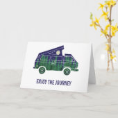 Camper Van Met Pop Up Tent Custom Text Kaart (Gele Bloem)