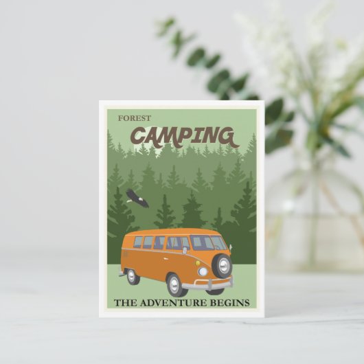 Camper Van Travel-opslagplaats Briefkaart (Staand voorkant)