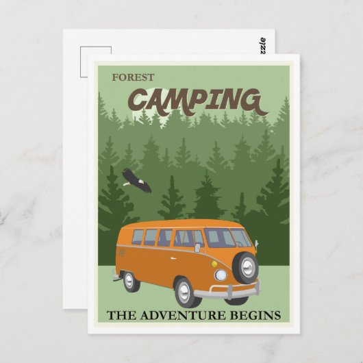 Camper Van Travel-opslagplaats Briefkaart (Voorkant / Achterkant)