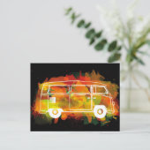 Camper Van Waterverf Black Briefkaart (Staand voorkant)