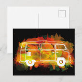 Camper Van Waterverf Black Briefkaart (Voorkant / Achterkant)
