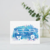 Camper Van Waterverf Briefkaart (Staand voorkant)