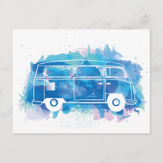 Camper Van Waterverf Briefkaart (Voorkant)
