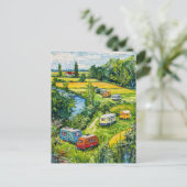 Camper Vans door Tulip Fields Fantasy Schilderij Briefkaart (Staand voorkant)