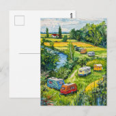 Camper Vans door Tulip Fields Fantasy Schilderij Briefkaart (Voorkant / Achterkant)