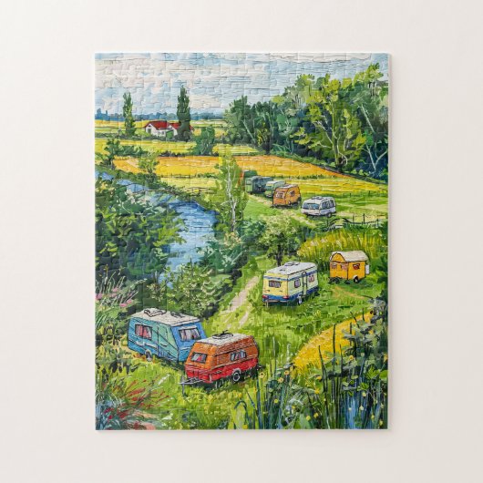 Camper Vans door Tulip Fields Fantasy Schilderij Legpuzzel (Verticaal)