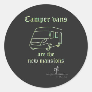 Camper Vans New Mansions Paars Irid. Lg. Classic Ronde Sticker