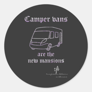 Camper Vans New Mansions Paars Irid. Lg. Ronde Sticker