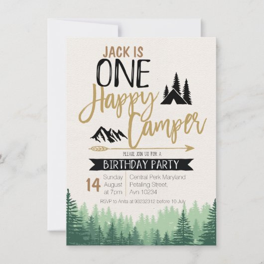Camper Verjaardag Uitnodiging Camping Party (Voorkant)