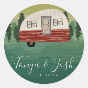 Camper Vrijgezellenfeest  camper Ronde Sticker