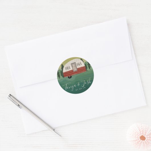 Camper Vrijgezellenfeest camper Ronde Sticker (Envelop)