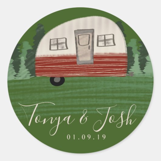 Camper Vrijgezellenfeest  camper Ronde Sticker (Voorkant)