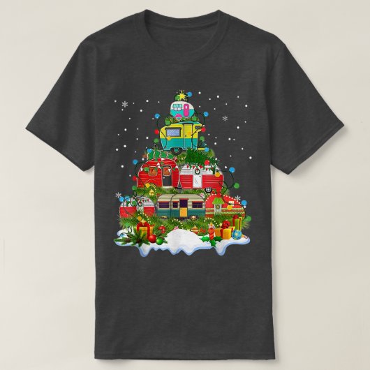 Camper Xm ter decoratie van de kerstlampbomen T-shirt (Design voorkant)