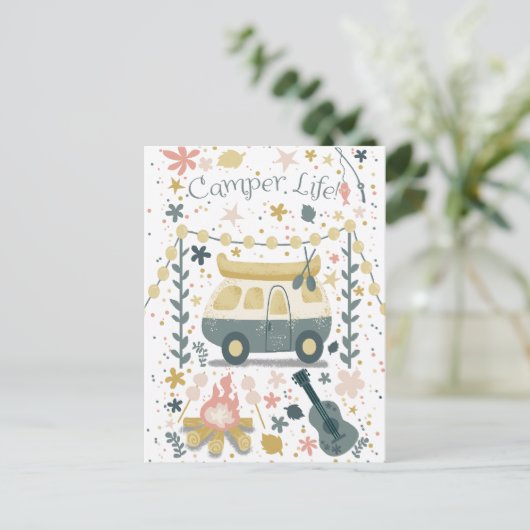 Camperleven! wit Briefkaart (Staand voorkant)