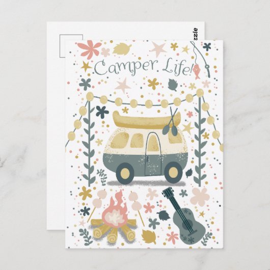 Camperleven! wit Briefkaart (Voorkant / Achterkant)