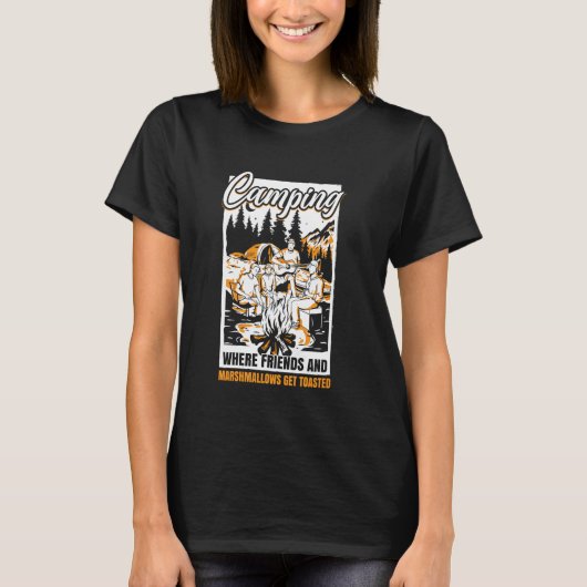 Camperplaatsen Camping Retro Caravan RV Trailer Ca T-shirt (Voorkant)