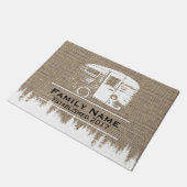Campers Campers Familienaam Burlap Deurmat (Schuin)