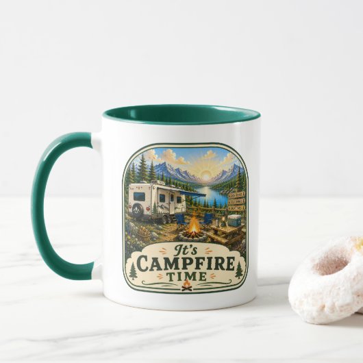 Campers Coffee Mug - Het is kampvuurtijd! Mok (Met donut)