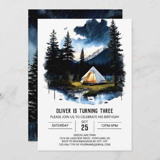 Camper's Delight Verjaardag Uitnodiging (Voorkant / Achterkant)