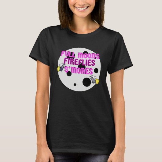 Campers Full Moons Fireflies Smores T-shirt (Voorkant)