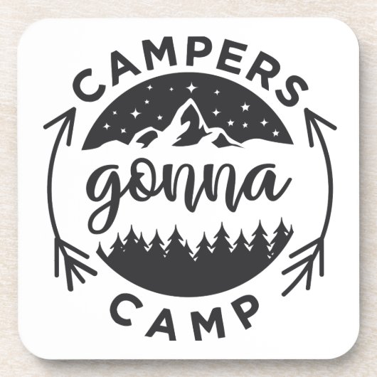 Campers Gonna Camp op een Bier Onderzetter (Voorkant)