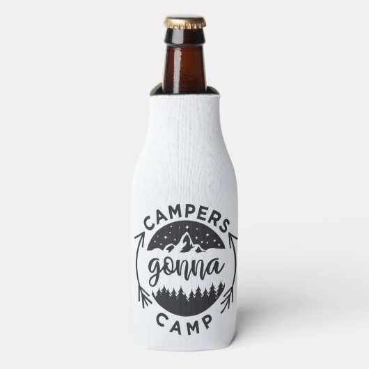 Campers Gonna Camp op een Flesjeskoeler (Fles Voorkant)