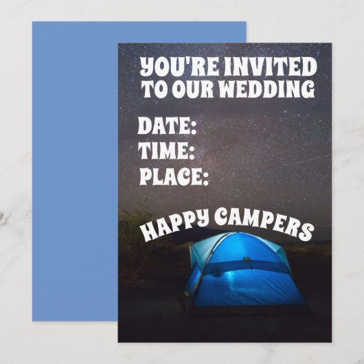 CAMPERS KUNNEN KUPLE WEDDING CUSTOM INVITATIONS VE KAART (Voorkant / Achterkant)