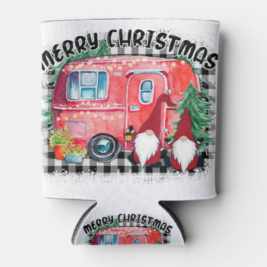 Campers merry kerst camping xmas gnomes christ blikjeskoeler (Voorkant)