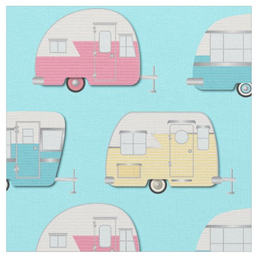Campers RV Retro Camping Stof (Close Up)