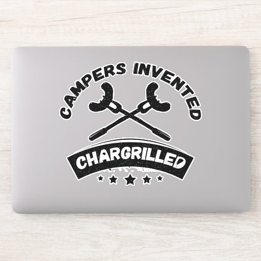 Campers uitgevonden Chargrilled Grappige Camping Q Sticker (Computer)