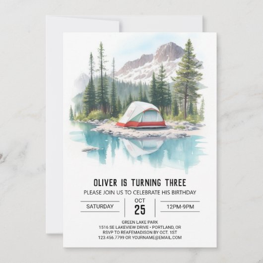 Camper's Woodland verjaardagsuitnodiging Kaart (Voorkant)