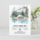 Camper's Woodland verjaardagsuitnodiging Kaart (Staand voorkant)