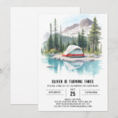 Camper's Woodland verjaardagsuitnodiging Kaart (Voorkant / Achterkant)