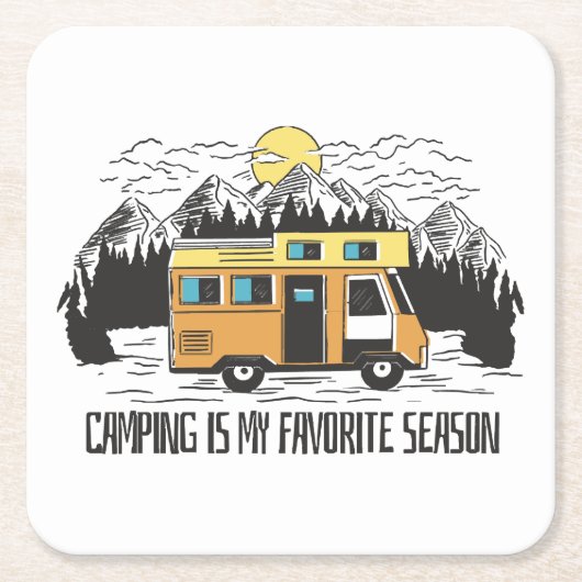Campervan Berg Retreat Kartonnen Onderzetters (Voorkant)