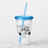 Campervan cartoon illustratie acryl drinkbeker (Achterkant)