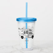 Campervan cartoon illustratie acryl drinkbeker (Voorkant)