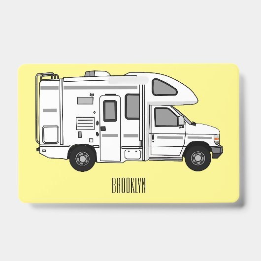 Campervan cartoon illustratie badge (Voorzijde)