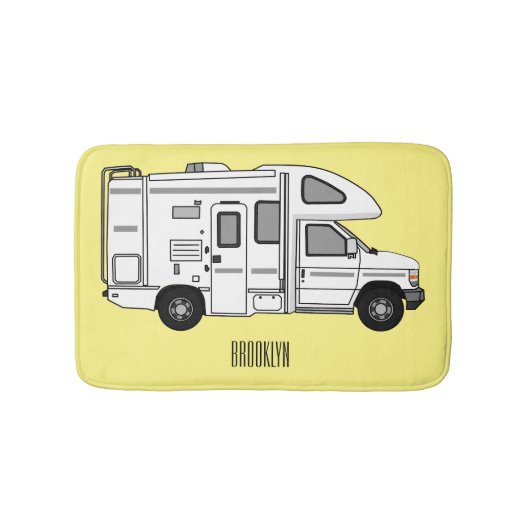 Campervan cartoon illustratie badmat (Voorkant)