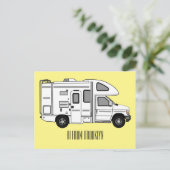 Campervan cartoon illustratie briefkaart (Staand voorkant)