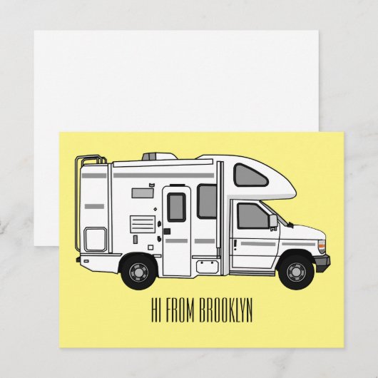 Campervan cartoon illustratie briefkaart (Voorkant / Achterkant)