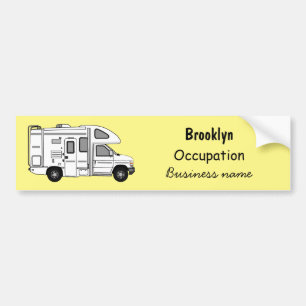 Campervan cartoon illustratie bumpersticker