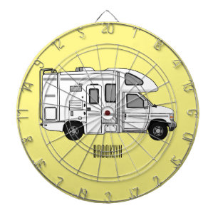 Campervan cartoon illustratie dartbord