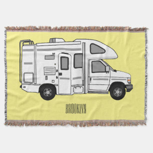 Campervan cartoon illustratie deken