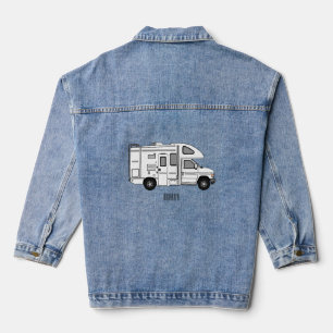 Campervan cartoon illustratie denim jacket