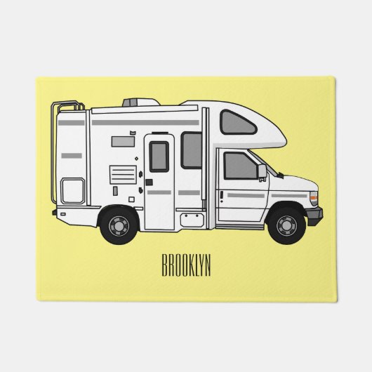 Campervan cartoon illustratie deurmat (Voorkant)