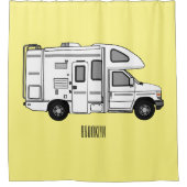 Campervan cartoon illustratie douchegordijn (Voorkant)