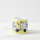 Campervan cartoon illustratie espresso kop (Voorkant)